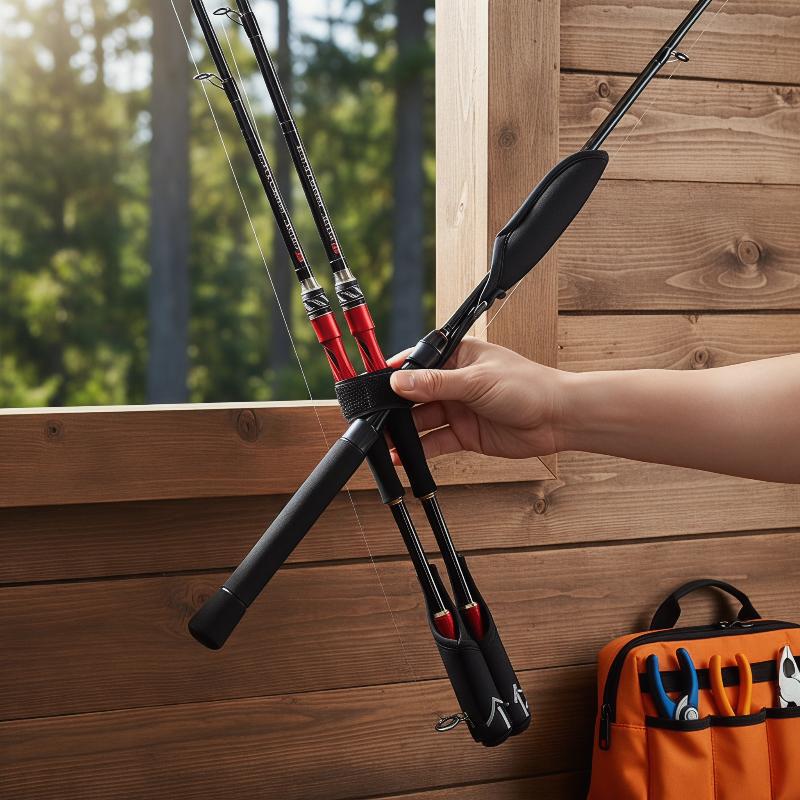 Fishing Rod Combo - 調節可能な釣り竿スリングストラップ、キャップ保護付き、ロッドリールキャリアベルト、海淡水釣り用、ポータブルショルダーホルダー